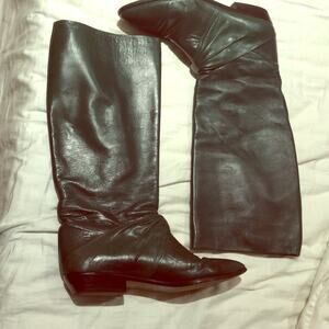 8.5N Hunter green leather boots guc